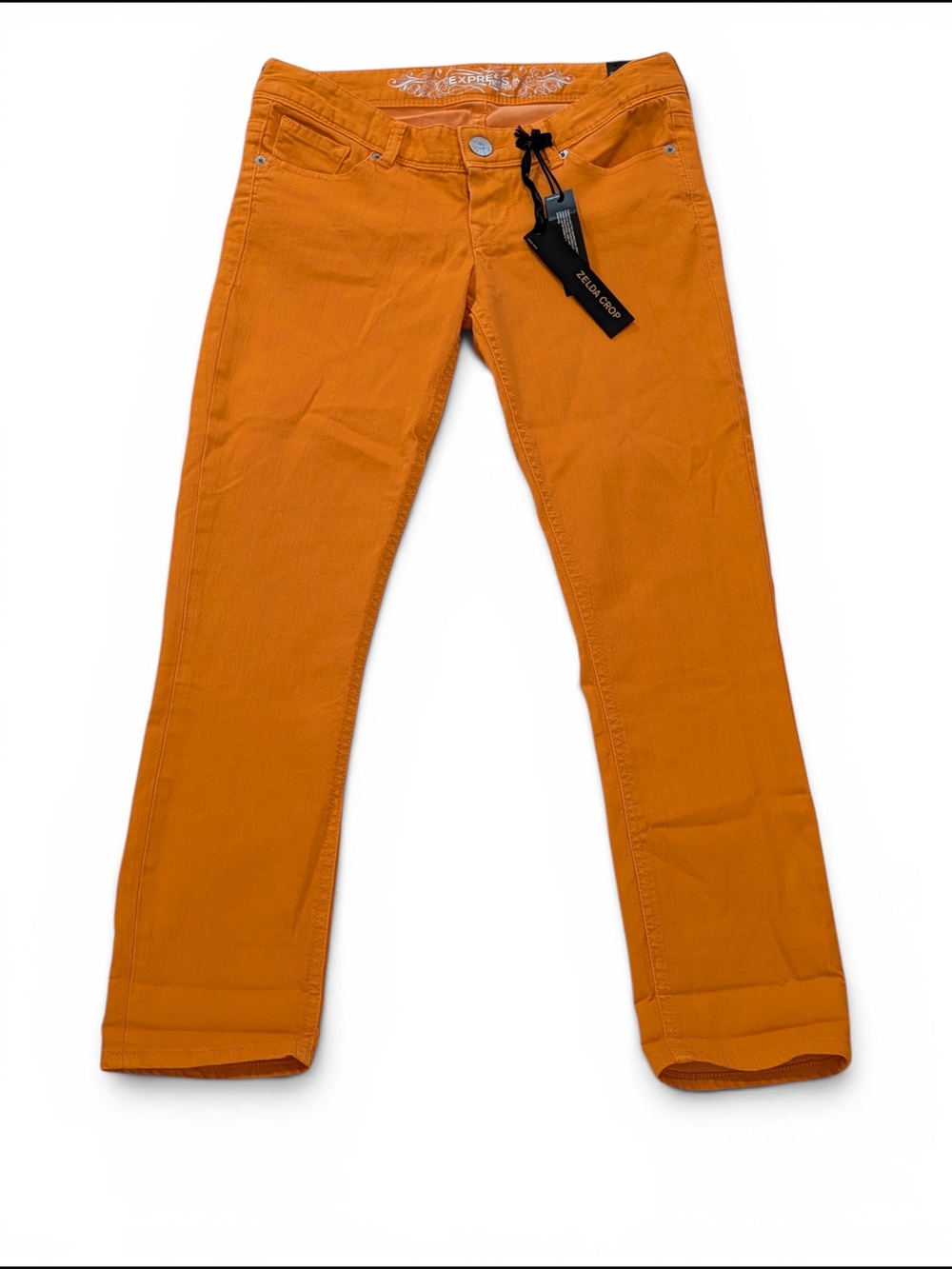 Express Zelda Crop Ultra Low Rise Y2K Skinny Jeans in Orange Size 2